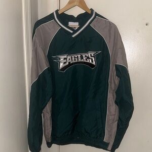 NFL Eagles Pullover Windbreaker in Green & Gray